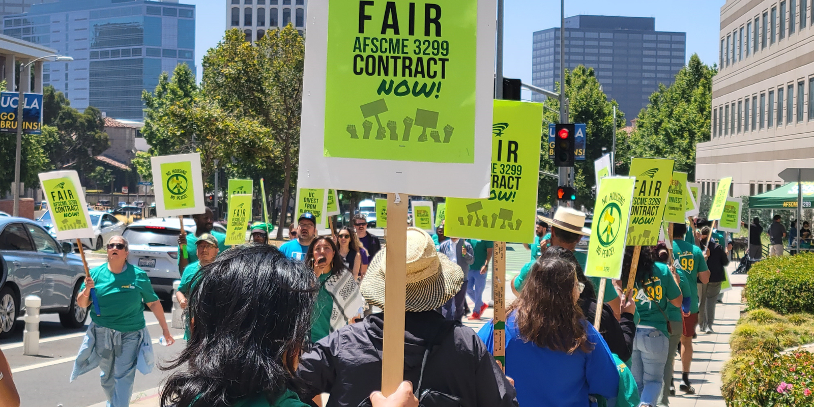 Thousands of University of California workers take to the streets to demand a fair contract