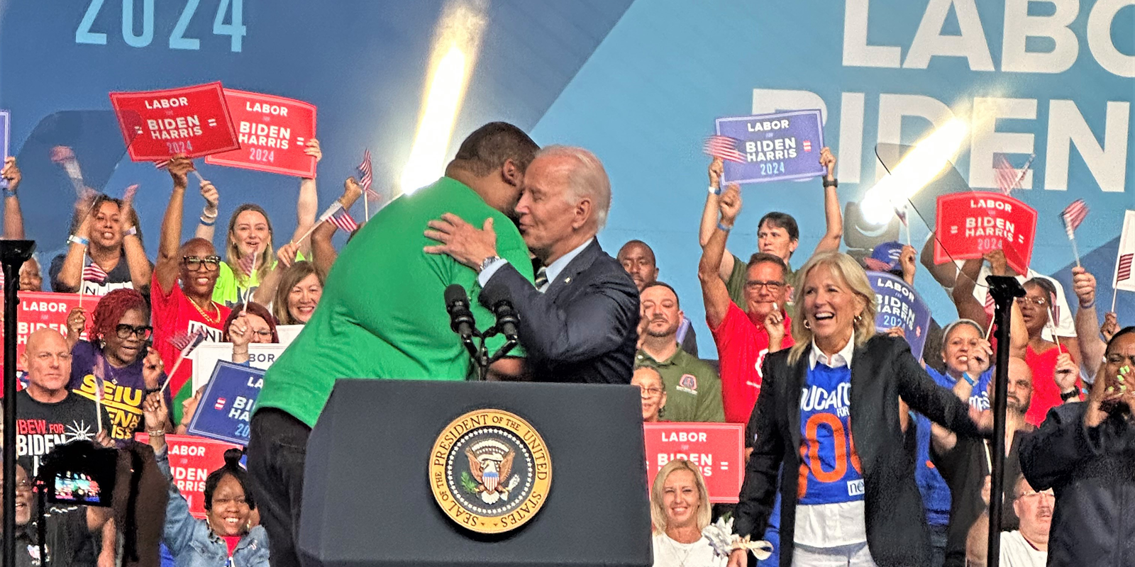 Biden accepts union endorsements at Philadelphia rally