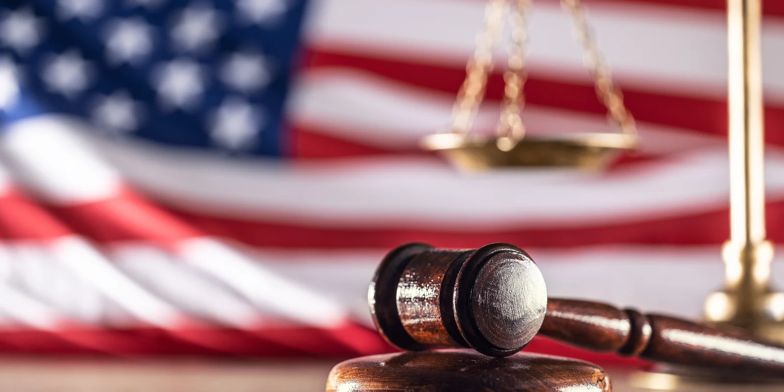 Gavel in front of US flag