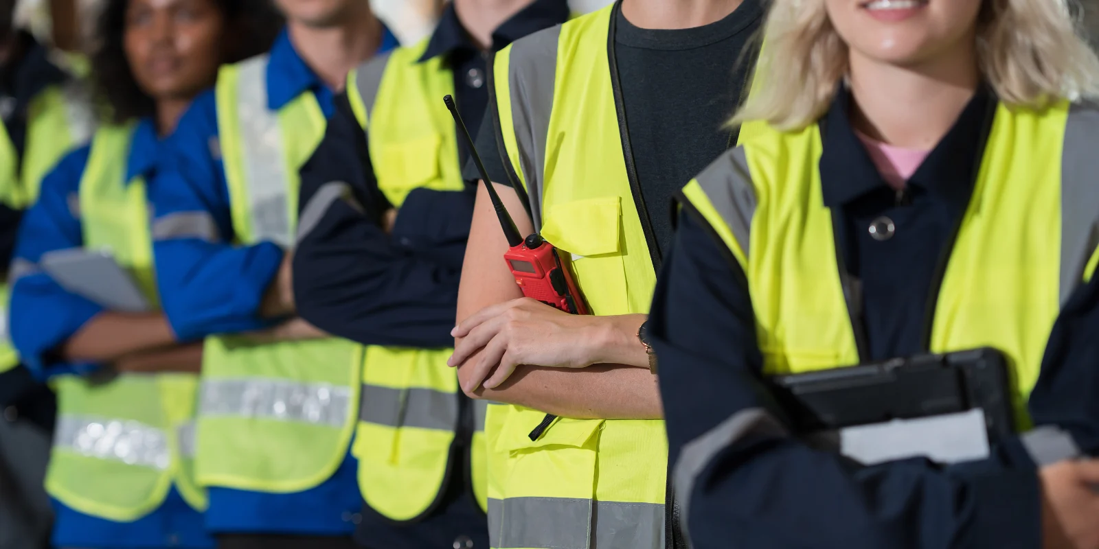 Employees with arms crossed