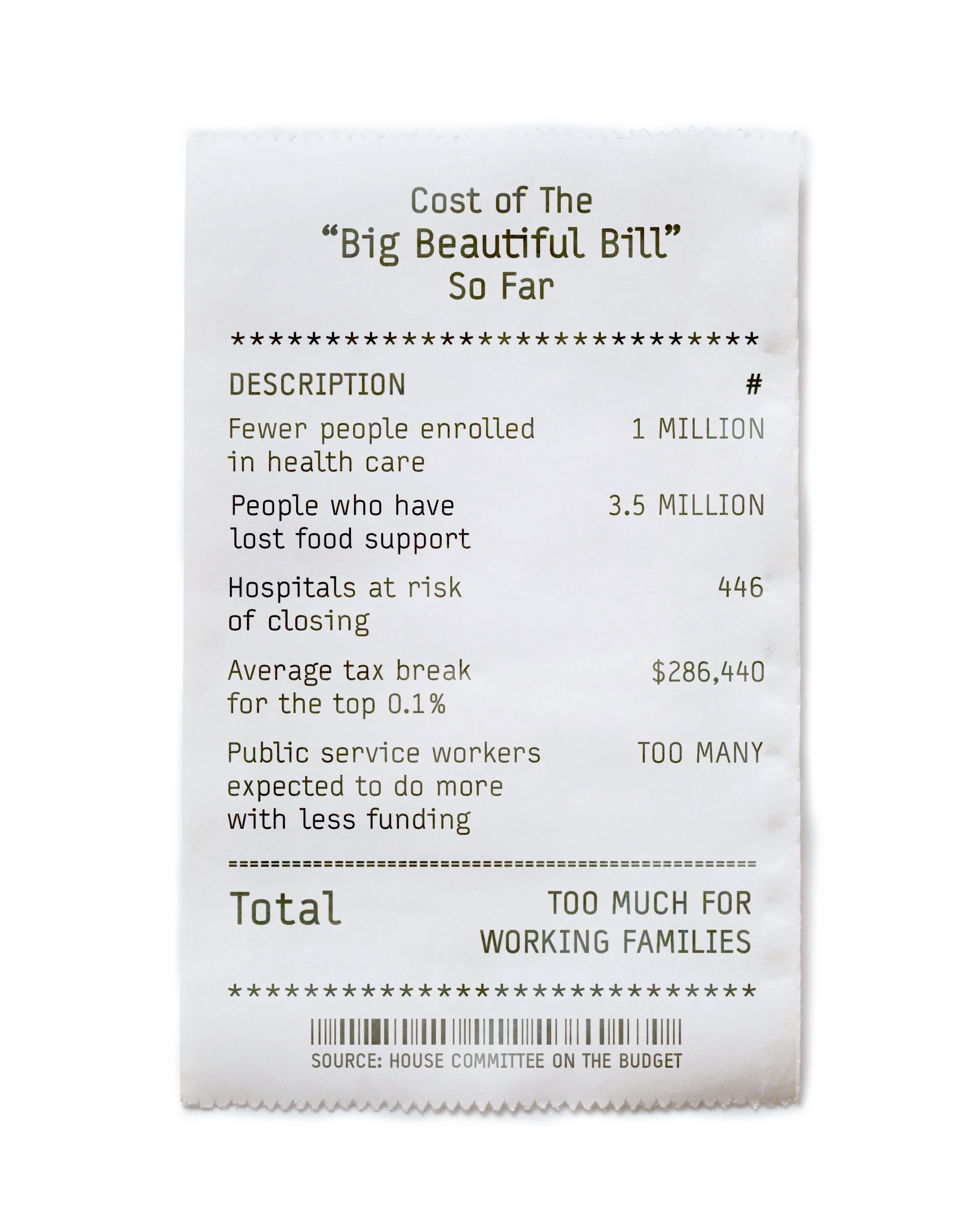 receipt with OBBA costs